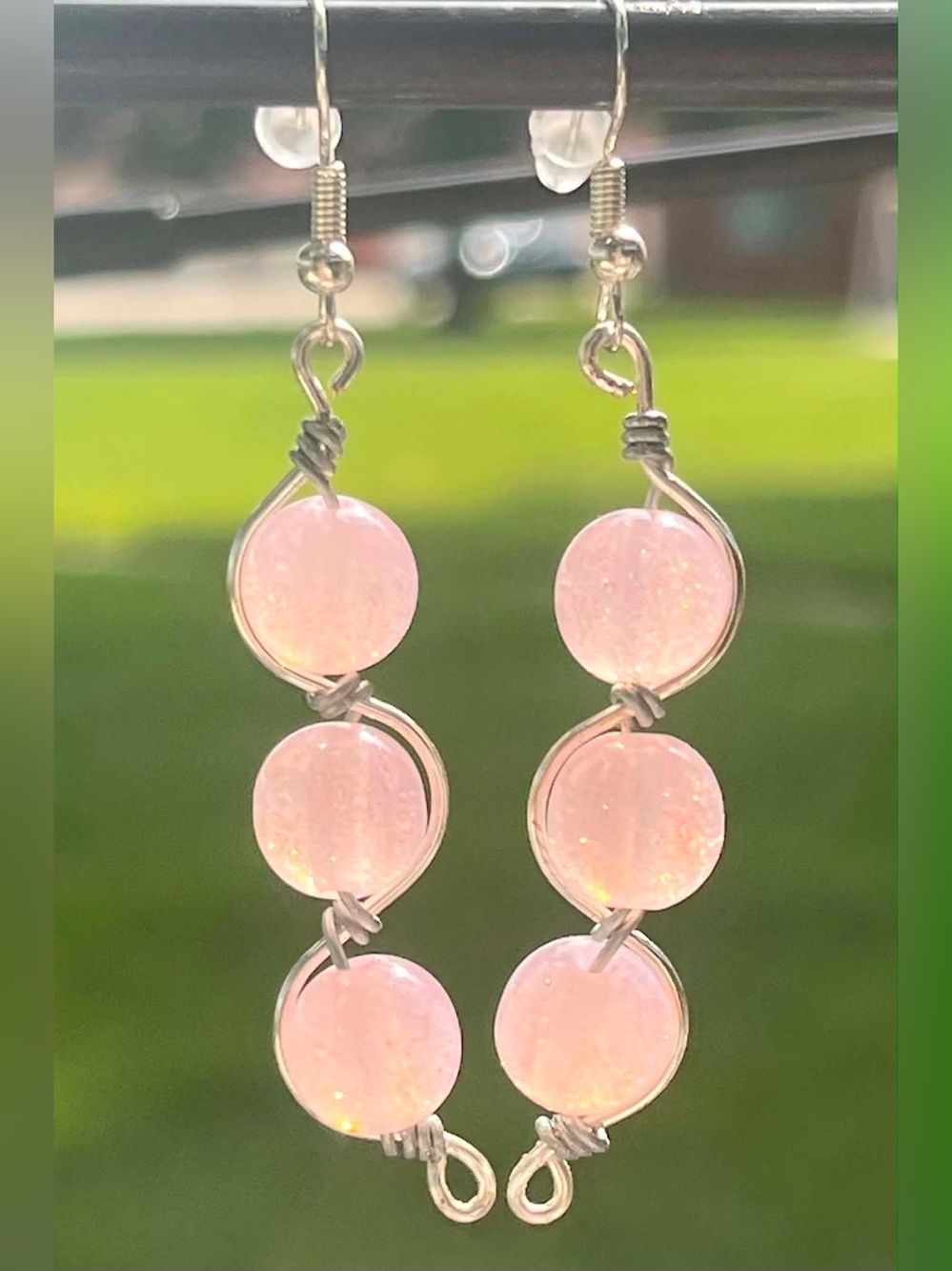 Handcrafted Pink Bead Dangle Earrings - Elegant Women Jewelry